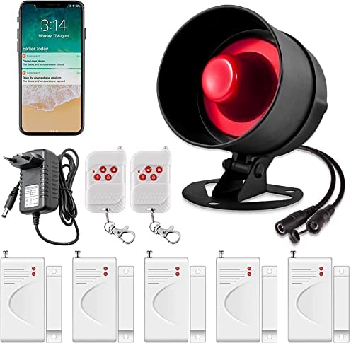 Alarmas para Casa Wifi 2.4GHz, 125dB Ring Alarm Sistemas de seguridad para el hogar con Control Remoto y Sensor Puerta sin cuotas, Compatible con Alexa/Googlehome Kits Antirrob para Casa/Garaje/Tienda