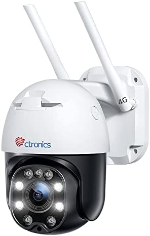 Ctronics Zoom Óptico 5X 3G/4G LTE Camara Vigilancia Exterior, Cámara de Seguridad con sim Visión Nocturna en Color Detección de Persona Seguimiento Automático 355°Pan/90°Tilt Audio Bidireccional IP66