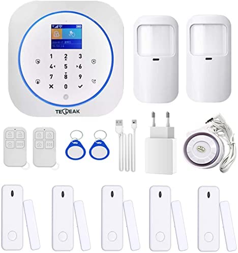 Sistema de Alarma doméstica inalámbrica, TecPeak Kit de Alarma WiFi/gsm con Seguridad Sirena Proporciona un Modo Altamente eficaz para Proteger tu hogar y Oficina