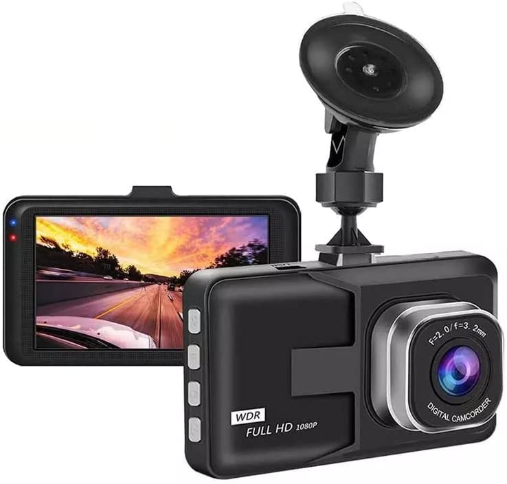 Cámara de Coche Dash CAM 720P Full HD,Pantalla LCD de 3 Pulgadas,Vigilancia del Movimiento,120 ° Cámara,Detección de Movimiento,Grabación en Bucle,WDR