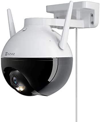 EZVIZ WiFi Cámara Bala de Vigilancia Exterior 1080p PTZ, IP Pan&Tilt Cámara de Seguridad con Visión Nocturna Colorida, IA Integrada con Defensa Activa Luz Estroboscópica, Compatible con Alexa, C8C