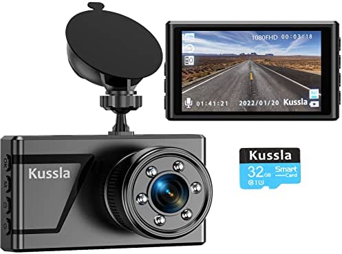 Kussla Dashcam Cámara Coche 1080P Full HD Camara Coche Grabadora con  Tarjeta 32GB SD, Dash CAM Gran Ángulo 170°, Visión Nocturna, WDR, Sensor G,  Grabación en Bucle, Monitor de Aparcamiento - SECURCCTV