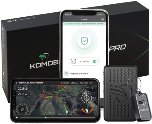Localizador GPS para Motos KOMOBI Pro Premium - Alarmas antirrobo - Asistencia en Accidentes - Telemetría de competición - Seguimiento en Tiempo Real - Llavero de reconocimiento - No Consume batería