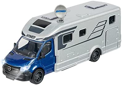 Majorette - Grand Series Caravana Camper HYMER Clase B MasterLine, 19cm, Escala 1:43, Fabricado en Metal y Plástico, Luz y Sonido (213773000)