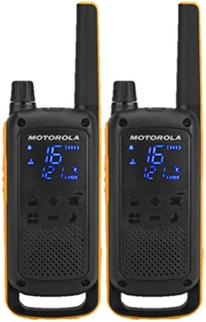 Motorola Talkabout T82 Extrem - Walki-Talkis, Alcance hasta 10 Km, Pantalla Oculta, Linterna LED, color Negro y Amarillo