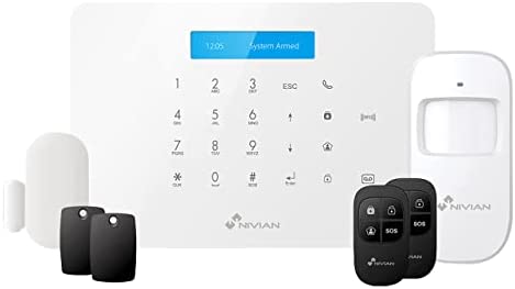 Nivian - Sistema de Alarma para Casa y Negocios Sin Cuotas Mensuales | Kit de Alarma WiFi/gsm con Control Remoto a través de App Tuya | Fácil Instalación Sin Cables | Color Blanco