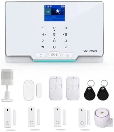 SECURMED Alarmas para casa WiFi y gsm, Alarma sin cuotas, Kit Alarma con 1 Sensor de Movimiento, Alarma casa con 5 sensores de Puertas y Ventanas