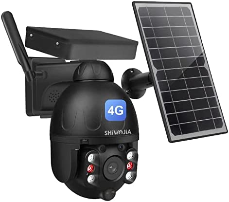 SHIWOJIA Cámara Externa 4G Solar, cámara vigilancia Exterior inalámbrica con detección de Movimiento PIR, visión Nocturna de Audio bidireccional, IP66 Impermeable