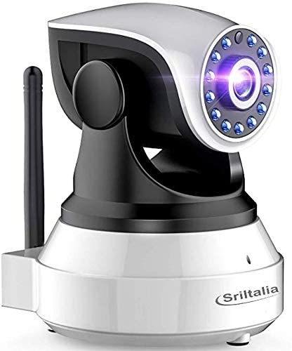 SrItalia Ultima versión SP017 Cámara WiFi interior de vigilancia 1080P inalámbrica IP cámara, objetivos giratorios, audio bidireccional, modo noche a infrarrojos, compatible con iOS Android PC