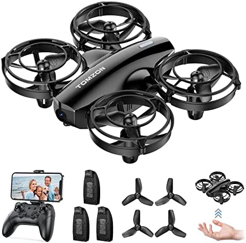 TOMZON Mini Drone con Cámara, RC Quadcopter FPV 1080p, Throwing Go, Batalla Modo, Protección de Hélice de 360°, Giro 3D, Rotación, Moda sin Cabeza, 3 Velocidades, Drones para Niños y Principiantes