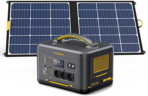 VTOMAN Jump 1000 - Generador solar con módulos solares de 100 W incluidos, 1000 W/1408 Wh LiFePO4 con 1000 W de potencia constante, para copia de seguridad en el hogar, autocaravana/camping