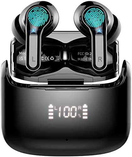 Auriculares Inalámbricos, Bluetooth 5.3 con HD Micrófono HiFi Estéreo  Pantalla LED, Reducción de Ruido, 13 mm