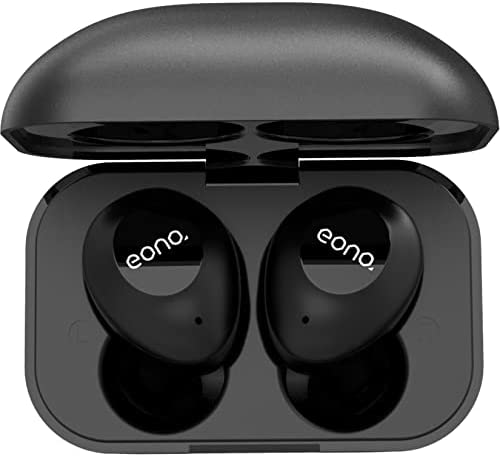 Amazon Brand - Eono Auriculares-inalámbricos - Eonobuds4 Auriculares-Bluetooth 5.2 - Cascos-Inalambricos-Bluetooth IPX7 Impermeable Inalambricos-Deportivos con Estuche metálico de Carga(Negro)