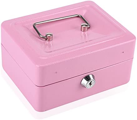 VIFER Mini Caja de Seguridad portátil Caja Fuerte con Bloqueo de Teclas, Caja de caudales pequeña Caja para Oficina en Casa (Rosa, 15 x 12 x 7.5cm)