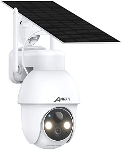 ANRAN Cámara Vigilancia WiFi Exterior Solar, 2K HD Camara Vigilancia Exterior 360°, Detección de Movimiento AI, Visión Nocturna en Color, Alarma de Luz y Sonido, Compatible con Alexa, Q03 Pro Blanco