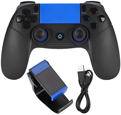 Controlador de Juegos inalámbrico, conexión Directa Bluetooth Controlador de Juegos inalámbrico con Mango de Gamepad para Android/iOS, con Soporte retráctil(Caja de Color Negro + Azul +)