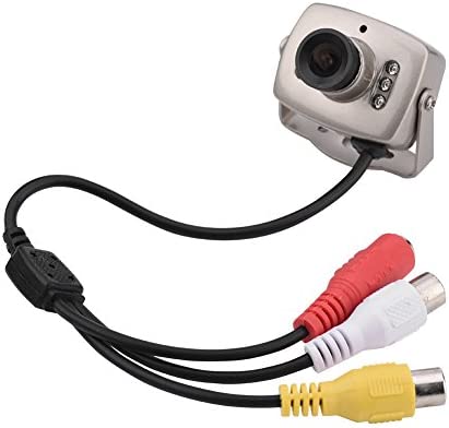Mini Cámara CCTV, Cámara de Vídeo de Seguridad para el Hogar Digital de Visión Nocturna, 6 LED con Cable CMOS CCTV PAL/NTSC Videocámara de Vigilancia para(Sistema PAL (entregado con etiqueta))