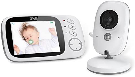 GHB Vigilabebés Inalambrico Bebé Monitor Inteligente con LCD 3.2 Pulgadas y Cámara Visión Nocturna