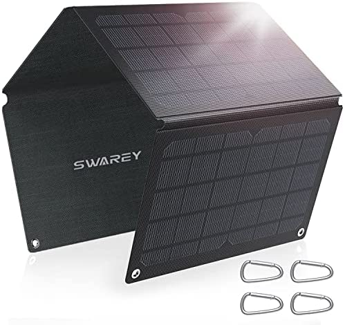 SWAREY Panel Solar Monocristalino 30W USB-A/USB QC 3.0 ETFE Material Cargador Solar Plegable Ligero Cargador de Batería Solar Impermeable IP67 para Smartphone Tableta Cámara Camper Viajes