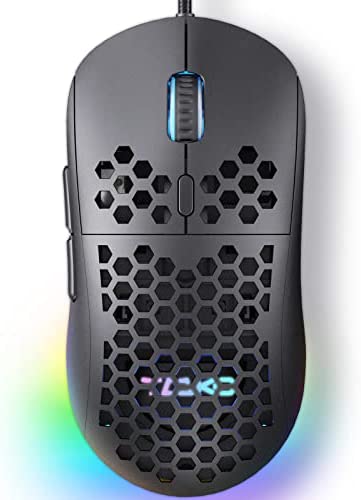 Dierya × TMKB M1SE Ratón Gaming,Ratón Gaming con Cable dpi 12800 Mouse Gaming, 6 Botones programables Gaming Mouse, RGB Personalizable Raton, Mouse ergonómico PC Ordenador- Negro