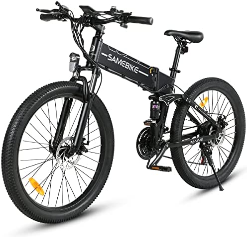 SAMEBIKE Bicicleta eléctrica 26" Fatbike Bicicleta Montaña Plegable Ebike, 48V/10.4Ah Batería,Shimano 21 Vel,Pedal Assist,Instrumento a Color TFT Adultos Urbana