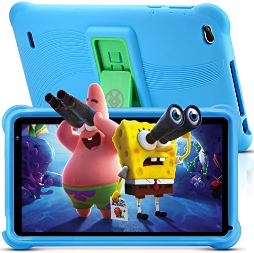 qunyiCO Tablet Android 10.0 GO, para niños, 7 Pulgadas 32GB Cámara WiFi 2GB RAM Pantalla táctil HD 1024 * 600 Funda a Prueba de niños Control Parental Aprendizaje Google Certified Playstore (Azul)