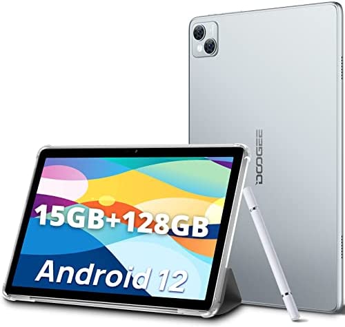 DOOGEE T10 Tablet 10.1 Pulgadas 15GB RAM + 128GB ROM, 1TB Ampliable, 8300mAh, Tableta Android 12 Wi-Fi, Bluetooth, Dual Cámara 13MP + 8MP, Tablet para niños con Funda, Plata