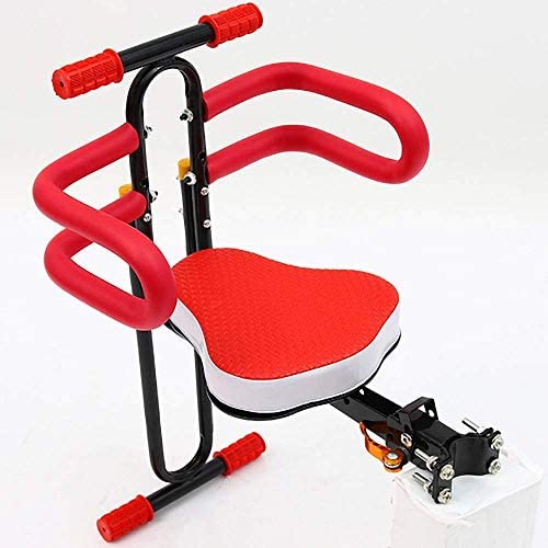 LATIZI Asiento de Bicicleta para niños, con reposabrazos y Pedal, Asiento Delantero de Bicicleta Desmontable Cojín de Seguridad para Bicicleta eléctrica para niños/Almohadilla para sillín, distanci