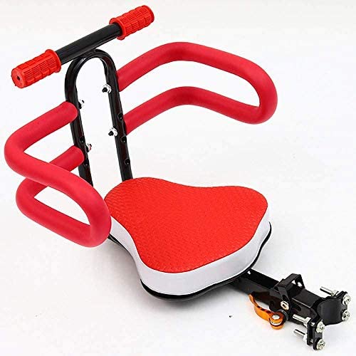 LATIZI Asiento de Bicicleta para niños, con reposabrazos y Pedal, Asiento Delantero de Bicicleta Desmontable Cojín de Seguridad para Bicicleta eléctrica para niños/Almohadilla para sillín, distanci
