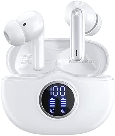 Auriculares Inalámbricos, Auriculares Bluetooth 5.3 In Ear HD Micrófono Hi-Fi Estéreo Cancelación de Ruido, Pantalla LED Cascos Inalambricos Bluetooth con 40H de Reproducción, IP7 Impermeable, USB-C