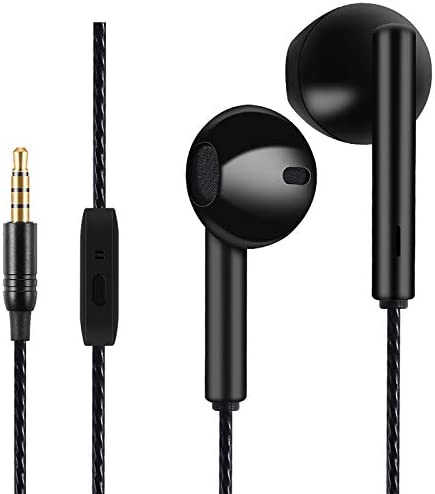 Auriculares, Auriculares con micrófono, Resistentes al Sudor, Aislamiento de Ruido, Sonido, Graves potentes. (Negro)