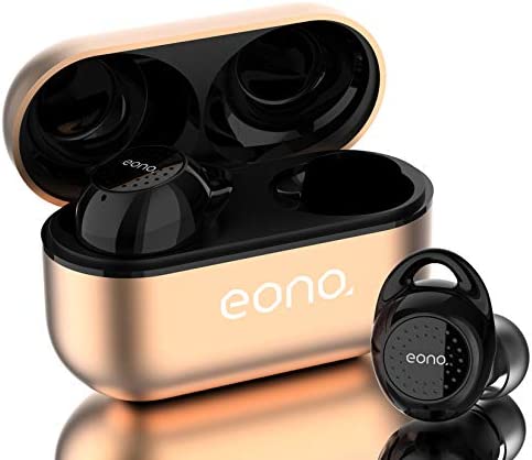 Amazon Brand - Eono Auriculares-Inalámbricos-Deportivos-Eonobuds3 Auriculares-Bluetooth con Micrófono - In-Ear Auriculares con IPX7 Impermeable, Control táctil y Carga USB-C(Dorado)