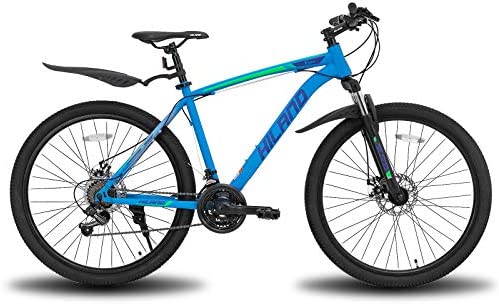 Hiland 26/27.5 Pulgadas Bicicleta de Montaña para Hombre y Mujer Shimano con Freno de Disco de 24 Velocidades Bicicleta para Adolescentes Gris/Negro.