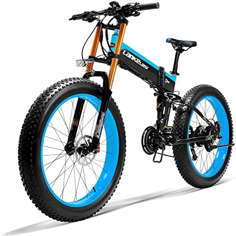 LANKELEISI Bici Electrica Montaña para Adulto, 26" x 4.0 Rueda Ancha MTB Bicicleta Eléctrica con Motor, Batería Extraíble 48V 15Ah, LCD Display, Sistema de 7 Velocidades, T750plus