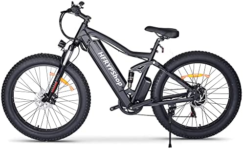 Bicicleta Eléctrica E-MTB 26" Full Suspension, Batería Litio 48V 10Ah, Kilometraje de Recarga hasta 35-80 km, Shimano 7 Velocidades