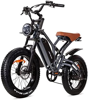 JANSNO Bicicleta Eléctrica 20" x 4.0 Fat Tire, Shimano 7vel, Frenos hidráulicos XOD Delanteros y Traseros, Bicicleta eléctrica para Adultos, batería extraíble de 48V 12.8Ah