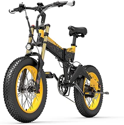 LANKELEISI X3000plus-UP Bicicleta eléctrica Plegable para Hombres y Mujeres, Bicicleta montaña 20 Pulgadas, Horquilla Delantera con amortiguadores neumáticos