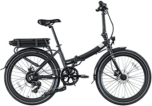 LEGEND EBIKES Siena, Bicicleta Eléctrica Plegable Batería Extraíble, 25km/h, 36V 13Ah, Bicicleta Electrica 7 Velocidades, 250W, Ruedas 24", Bicicletas Electricas Frenos Hidráulicos, Bici Negra