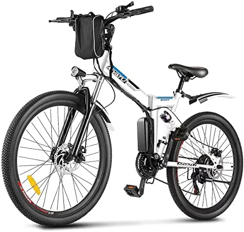 Myatu Bicicleta Electrica Plegable 26", E-Bike con Batería Extraíble de 36V 10.4Ah, Bici Electrica con Motor de 250W Cambio de 21V Shimano