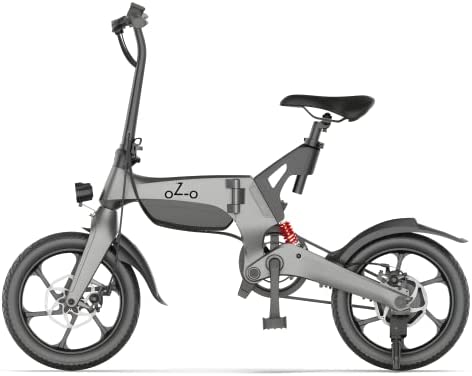 oZ-o EB16 - Bicicleta eléctrica plegable de ciudad | Batería 8,7 Ah extraíble con llave | Ruedas de 16" | Marco de aleación de magnesio | Pedalada asistida | Amortiguador central | Estilo y tecnología