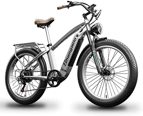 Shengmilo Bicicleta de montaña eléctrica de 26'' para Adultos, Bicicleta eléctrica con neumáticos Gruesos con batería 720WH extraíble de 48 V y 15 Ah, Faro superbrillante, Retro MX04