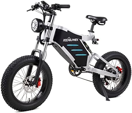 RZOGUWEX Bicicleta Eléctrica, Ebike Todoterreno de 20 Pulgadas para Adultos con 48V 25Ah Batería de Iones de Litio Desmontable, Bicicleta de Nieve de 7 Velocidades con Dos Amortiguadores