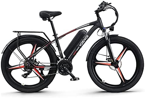 VOZCVOX Bicicleta eléctrica 26" E-Bike para Adultos 250W Urbana EBIKE Bicicleta de montaña Hombre Mujer E-MTB con Batería de Litio 48V12.8Ah,Shimano 21V,Negro