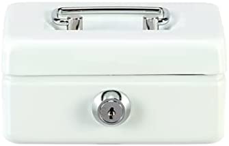 Caja de efectivo Burg-Wächter con cerradura con llave, ranura y monedero, pequeña, chapa de acero, Money 5012, blanca