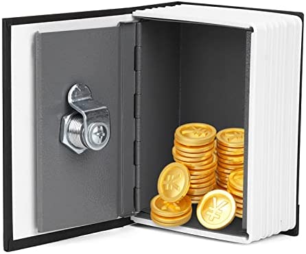 Mini libro simulación caja fuerte libro transferencia caja fuerte de dinero en efectivo la joyería seguridad con llave