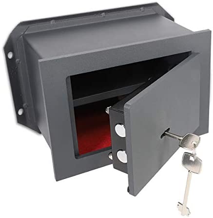Navaris Caja fuerte empotrada con doble llave - Caja de seguridad de acero macizo - Caja blindada para pared de hormigón