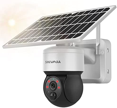 SHIWOJIA 4G - Cámara solar, batería recargable de 12000 mAh, cámara de seguridad solar 1080P con audio bidireccional, sensor de movimiento PIR (no para LAN o Wi-FI)
