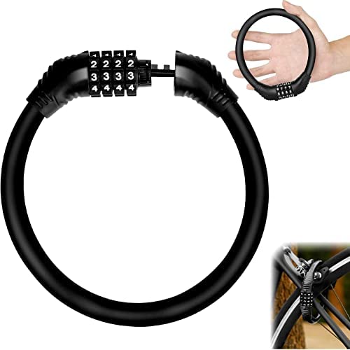 WHC Candado Bici,Candado Bicicleta Antirrobo,Candados para Bicicletas,Candado para Patinete Electrico,Candado Combinacion,Candado Seguridad con Código de 4 Dígitos,Apto para Bike Lock,Bicicletas,Motos