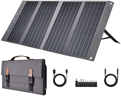 BigBlue 36W Cargador Solar Plegable (2 USB + DC Salida), PD20W Panel Solar para Acamping y Mochilero, Carga Rapida para Ordenador Portátil, Generador Portátil