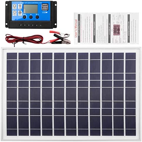 Wisboey Cargador de Bater¨ªA Panel Solar de 30W 12V + Controlador 40A para RV Coche Casa Camping